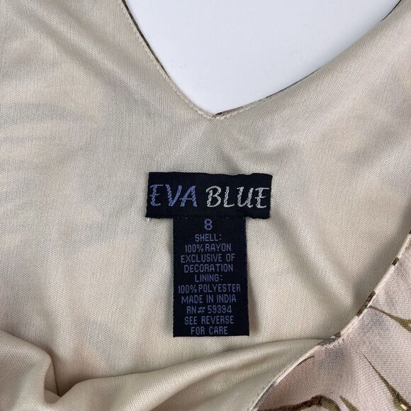 vintage Eva Blue Y2K Beaded Floral Ruffled Dress 8 Asymmetrical Fairy Grunge - Picture 4 of 13